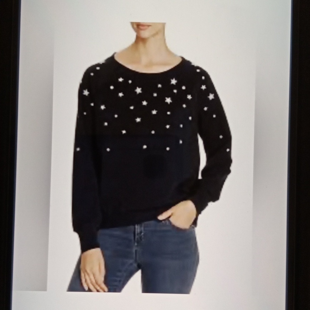 Billy T Black Sweater with Star Accents Pullover Crewneck Womens Medium